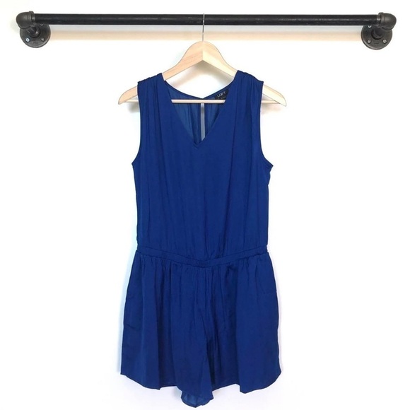 LOFT Blue Sleeveless Tie Back Romper small - Picture 2 of 6